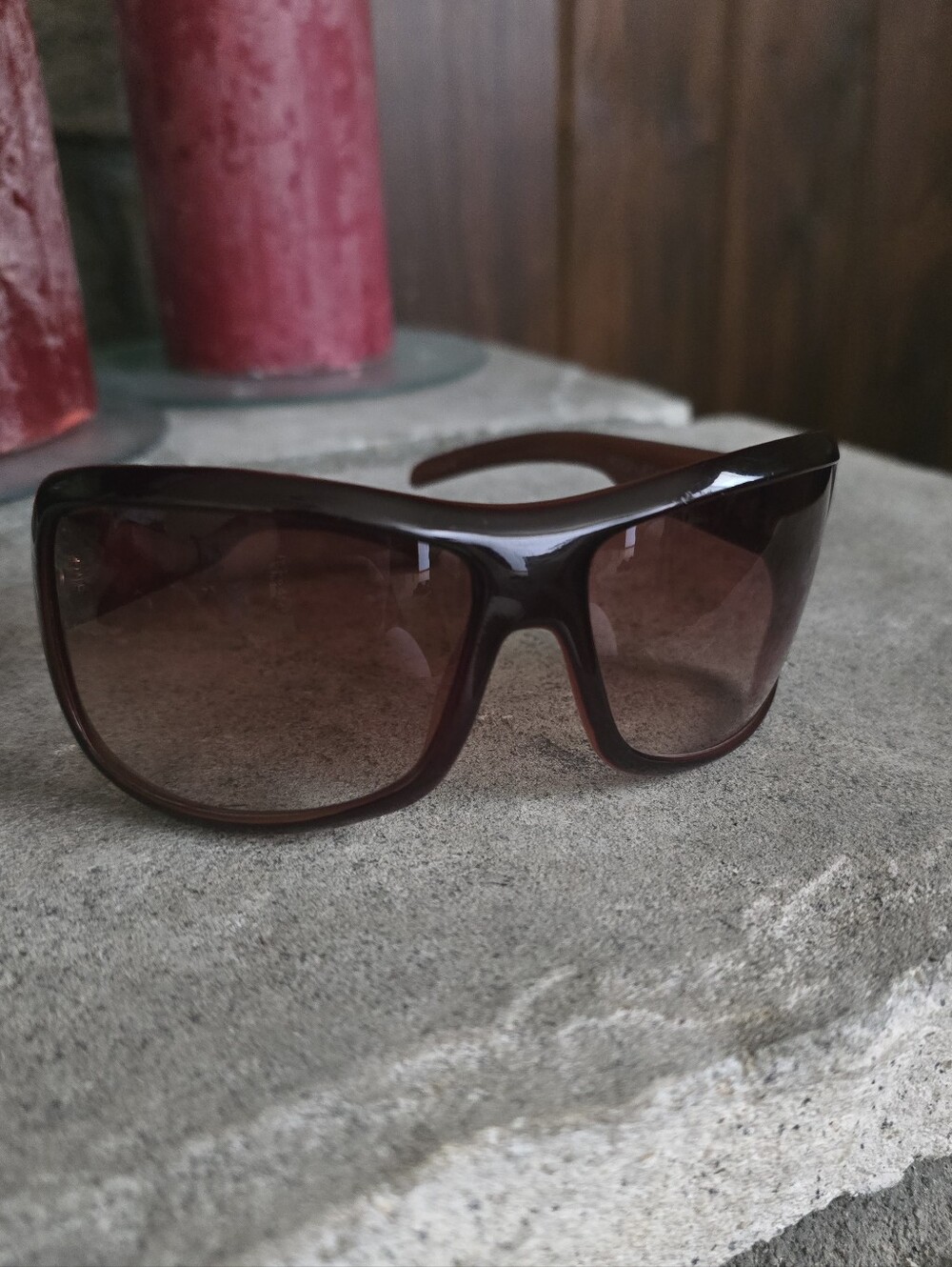 MALU Hoku-Star Womens Brown Wrap Around Sunglasses Y2K